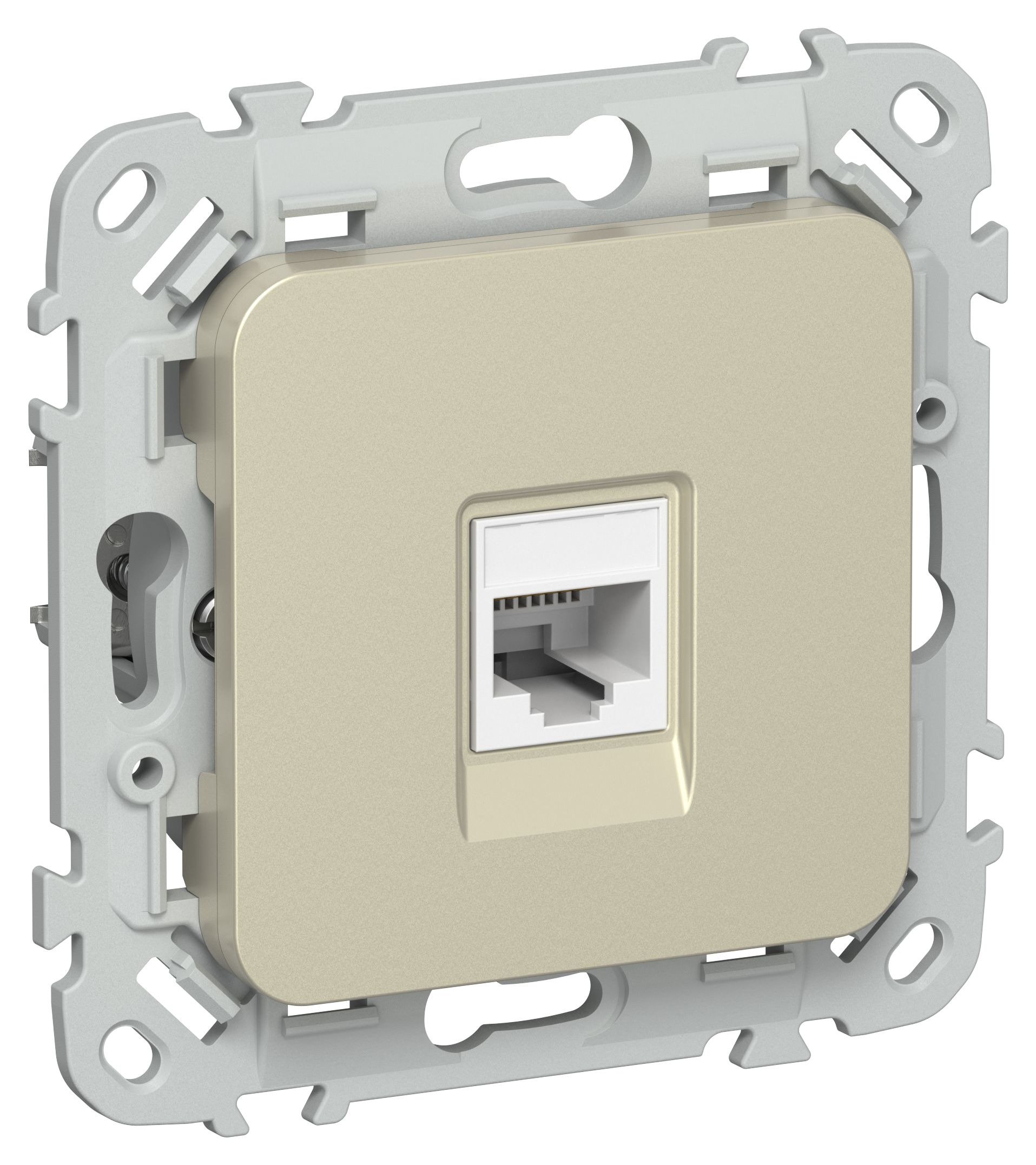 FLITE Розетка компьютерная RJ45 кат 5Е UTP РК5е-1-0-ФлШ скрытой установки шампань (FI-K12-1-K37)