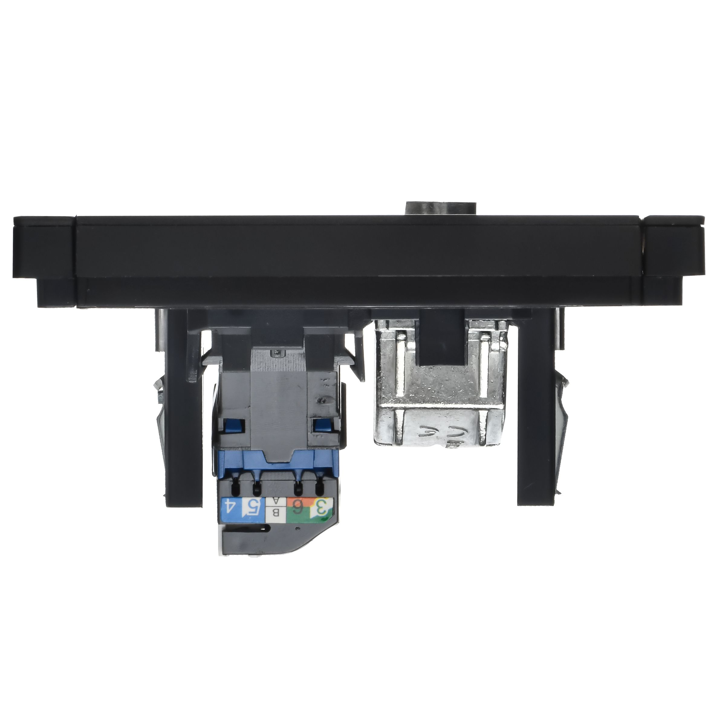 FORTE&PIANO Розетка двойная TV+RJ45 кат.6 FP137M скрытой установки металл черный (FP-AK20-2-M-K02)