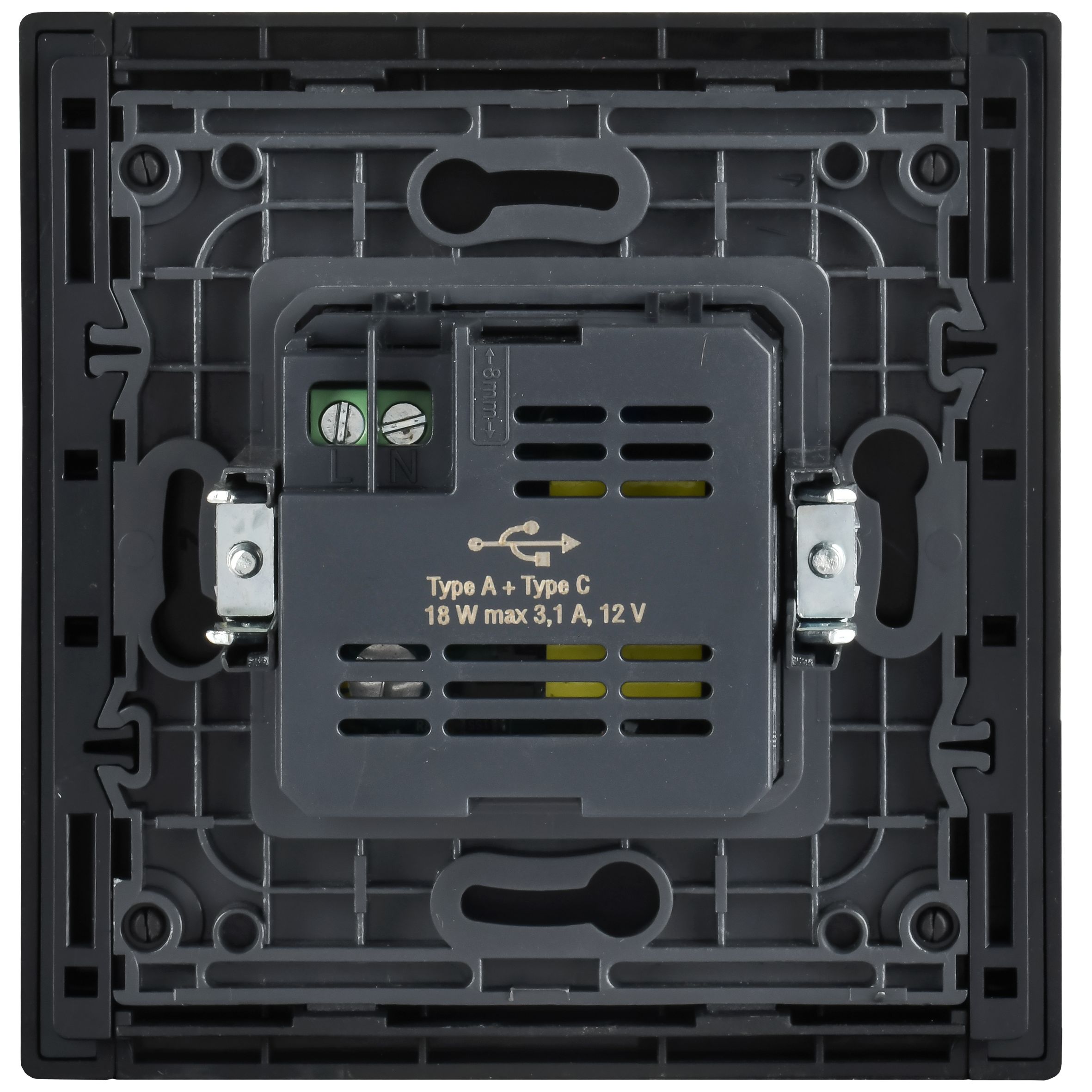 FORTE&PIANO Розетка USB A+C 18Вт FP251M скрытой установки металл белый (FP-U22-018-M-K01)