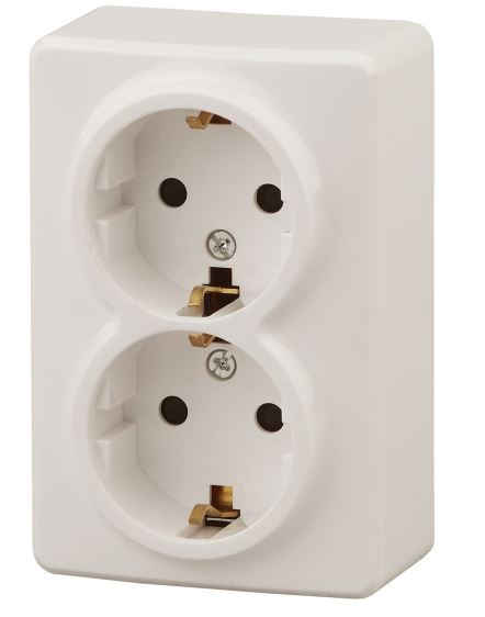 Розетка двойная ОУ Эксперт 11-2205-02 16А IP20 250В 2х2P+E слоновая кость Schuko (Б0020692)