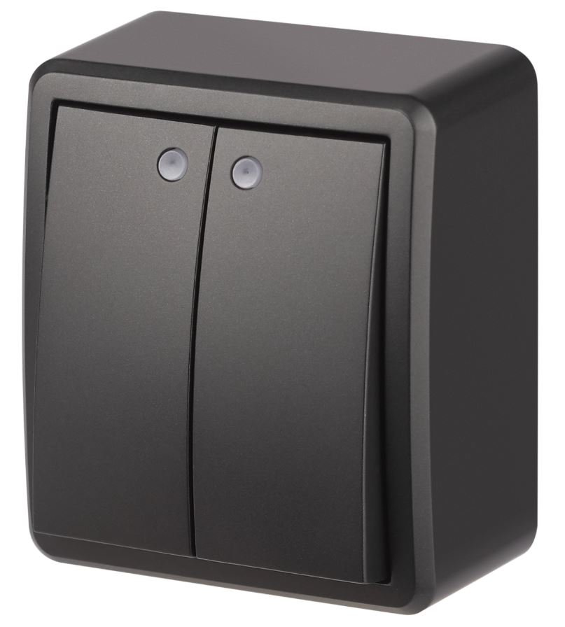 Выключатель 2-кл. ОУ Эксперт IP20 11-1205-05 250В 10АХ антрацит ЭРА (Б0063021)