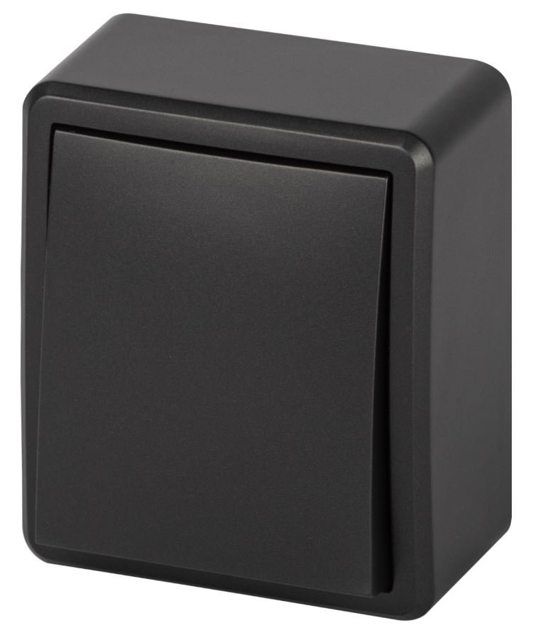 Выключатель 1-кл. ОУ Эксперт IP20 11-1201-05 250В 10АХ антрацит ЭРА (Б0062989)