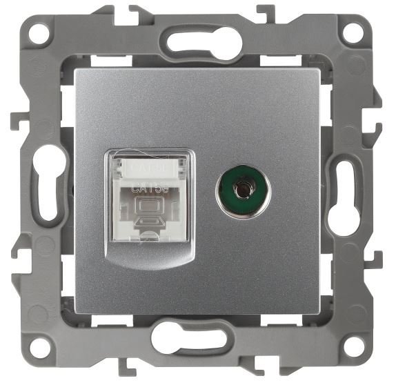 Розетка RJ45+TV 12-3110-03 IP20 серия 12 алюминий ЭРА (Б0027443)