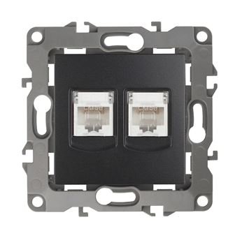 Розетка двойная 12-3108-05 IP20 2XRJ45 серия 12 антрацит ЭРА (Б0014733)