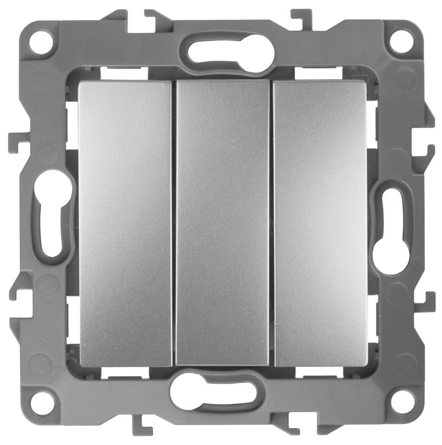 Выключатель 3-кл. IP20 12-1107-03 250В 10АХ алюминий ЭРА (Б0014671)