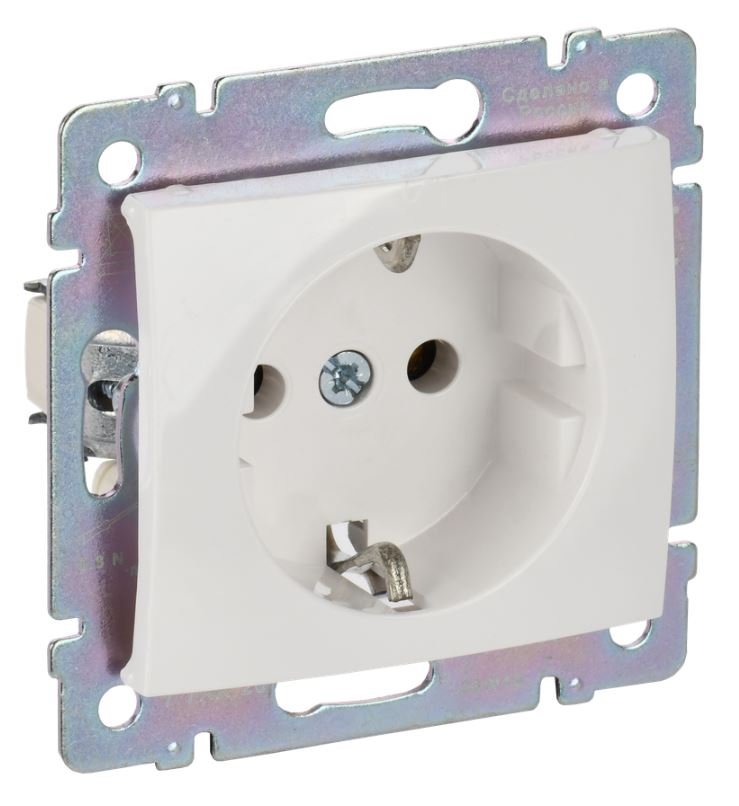 Valena DIY розетка 1-местная с заземлением с защитными шторками, скрытой установки, белый (694269)