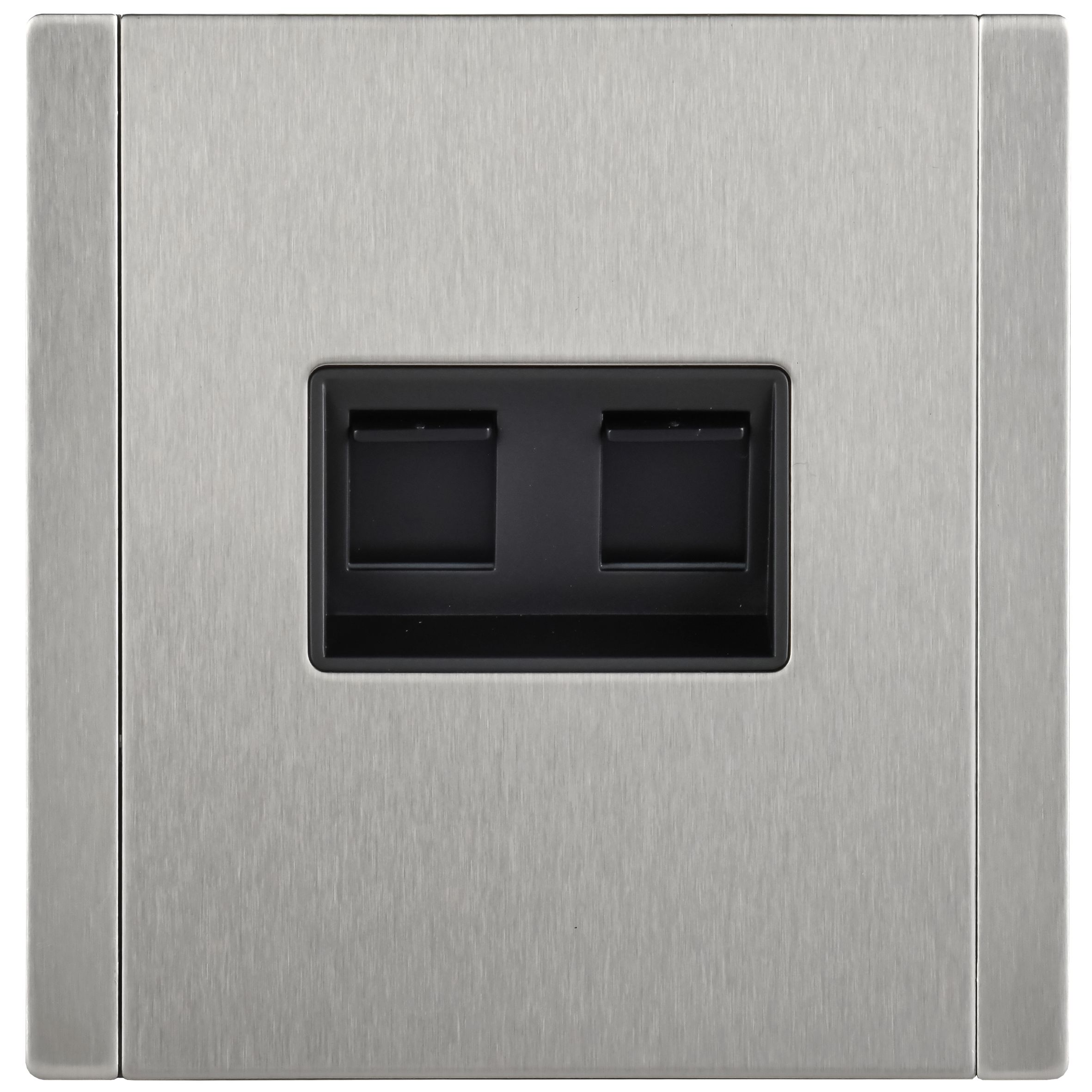 FORTE&PIANO Розетка компьютерная двойная RJ45 кат.5E FP733M скрытой установки металл никель (FP-K20-1-M-K50)