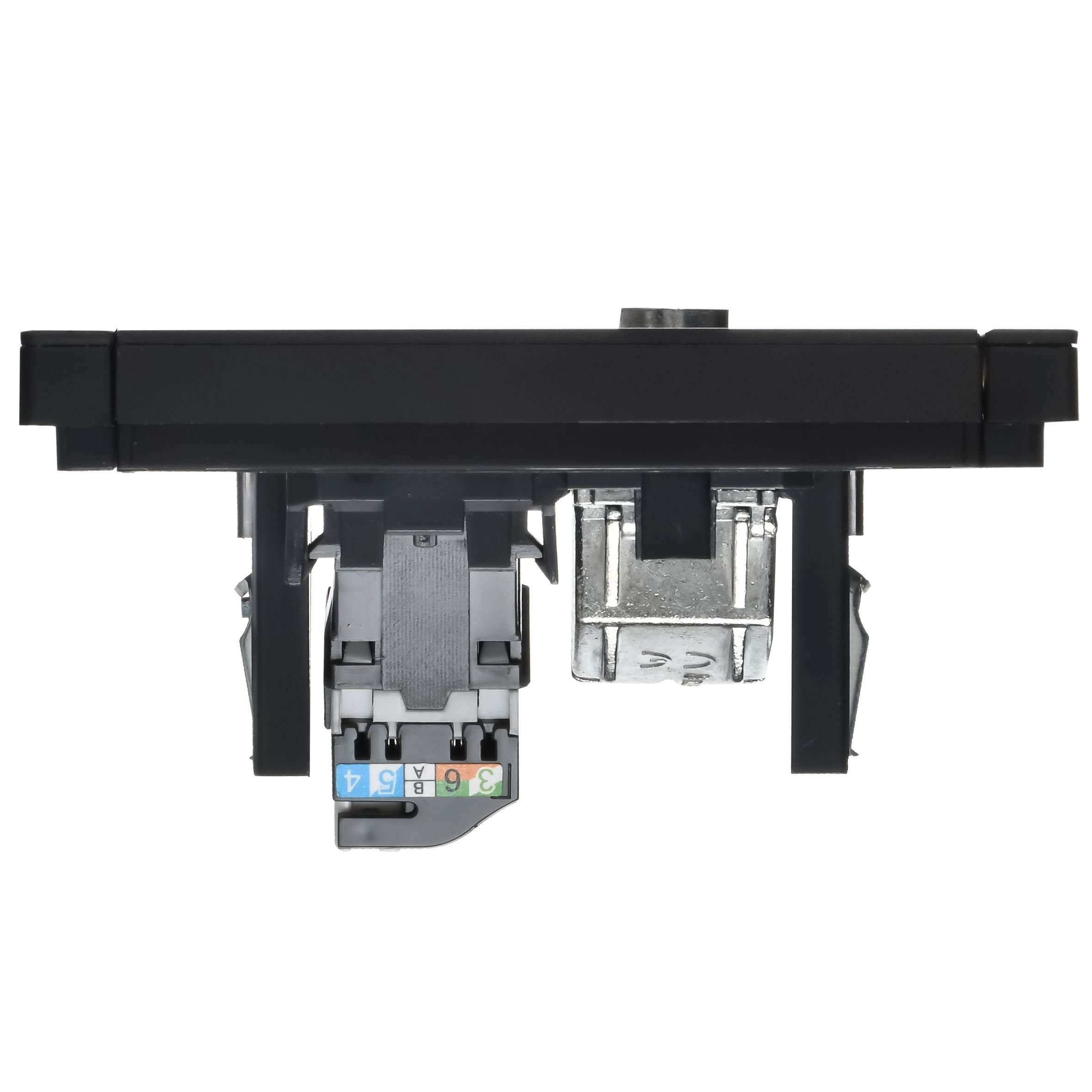FORTE&PIANO Розетка двойная TV+RJ45 кат.5E FP136M скрытой установки металл черный (FP-AK20-1-M-K02)