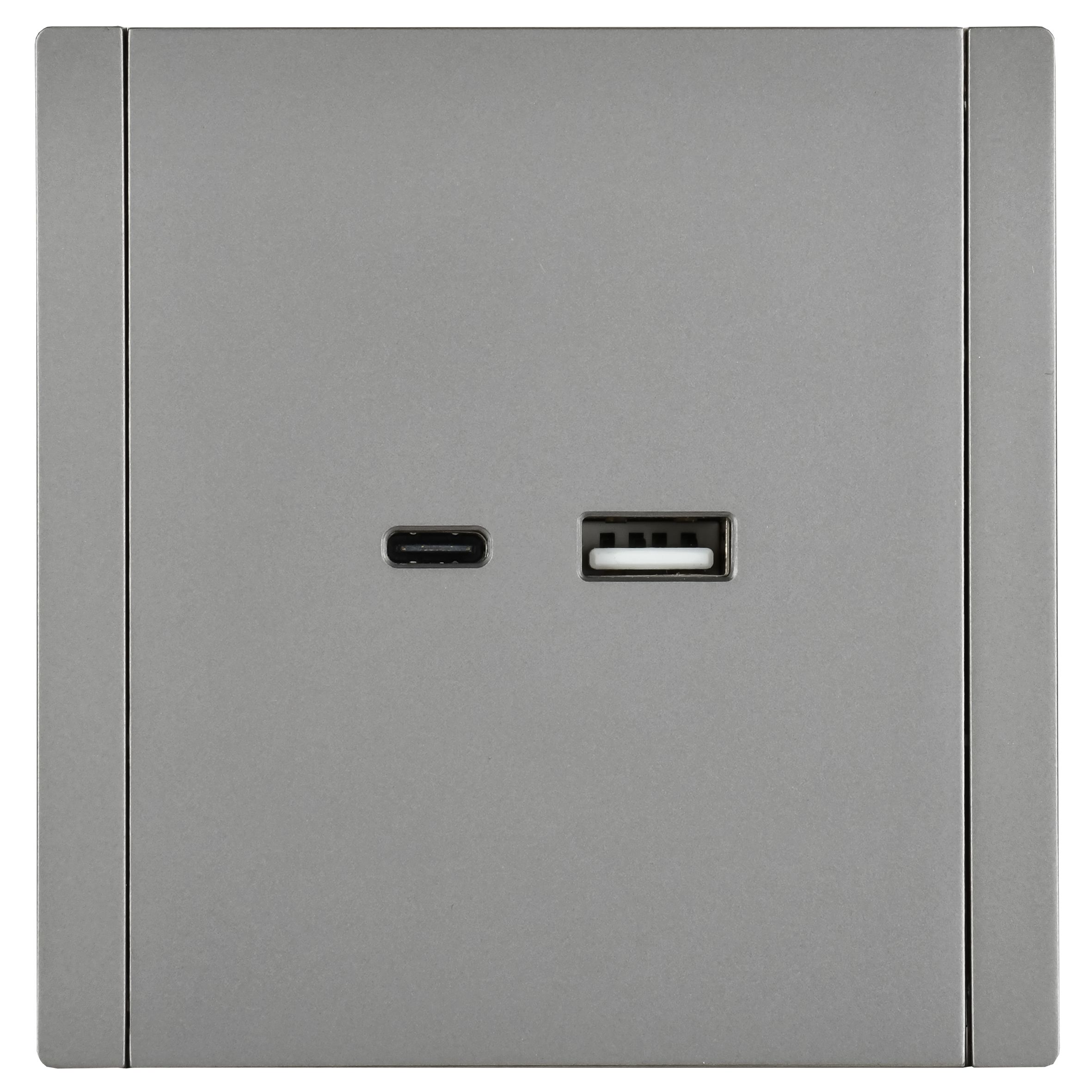 FORTE&PIANO Розетка USB A+C 3,1А FP550 скрытой установки сталь (FP-U22-D31-K46)