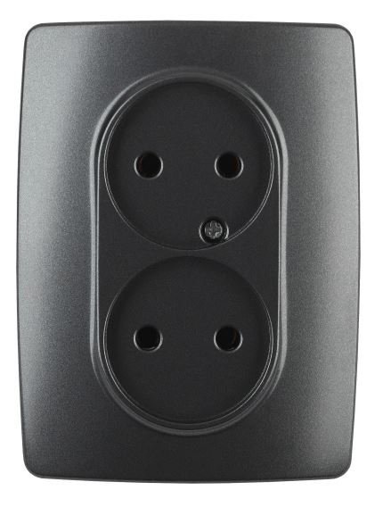 Розетка двойная 12-2107-05 16А IP20 250В 2X2P серия 12 антрацит ЭРА (Б0031242)