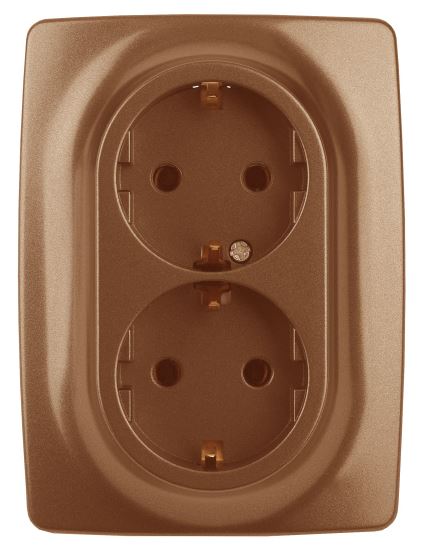 Розетка двойная 12-2106-14 16А IP20 250В 2X2P+E серия 12 медь Schuko (Б0031236)