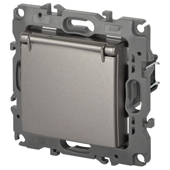 Розетка 12-2103-16 16А 250В 2P+E серия 12 титан Schuko (Б0065722)