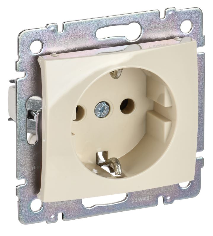 Valena DIY розетка 1-местная с заземлением без защитных шторок, скрытой установки, слоновая кость (695612)