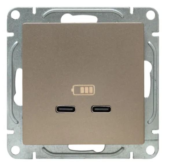 Механизм розетки USB-C - 2 шт, шампань Эпика (UP1-SOC-2USBC)