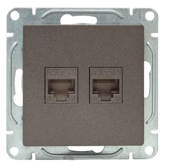 Механизм розетки RJ45 - 2 шт, (cat5), мокко Эпика (UP1-SOM-2RJ45-5)