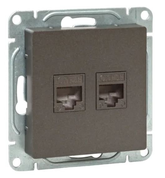 Механизм розетки RJ45 - 2 шт, (cat5), мокко Эпика (UP1-SOM-2RJ45-5)