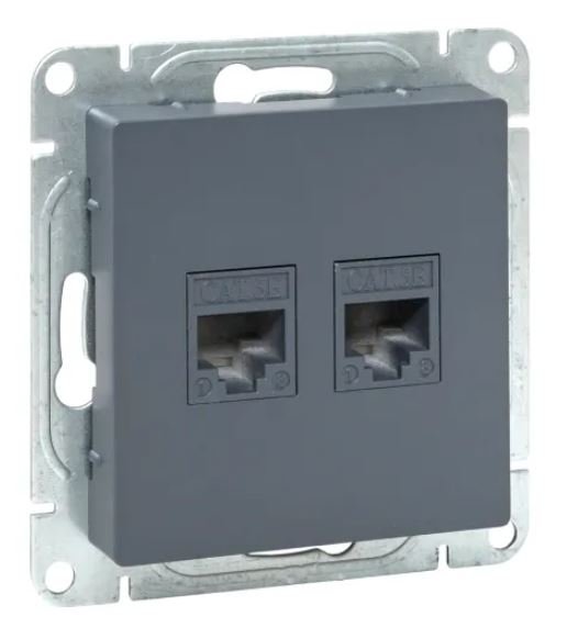 Механизм розетки RJ45 - 2 шт, (cat5), графит Эпика (UP1-SOG-2RJ45-5)
