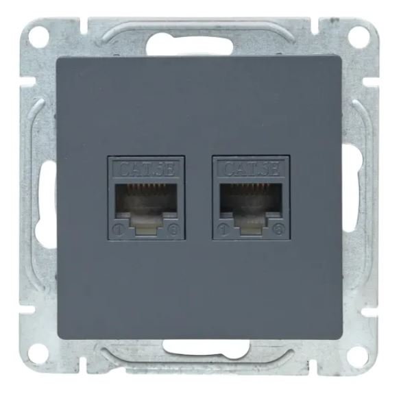 Механизм розетки RJ45 - 2 шт, (cat5), графит Эпика (UP1-SOG-2RJ45-5)