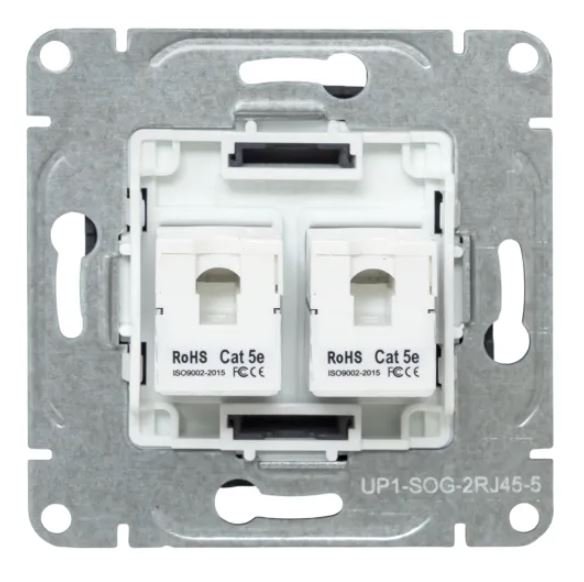 Механизм розетки RJ45 - 2 шт, (cat5), графит Эпика (UP1-SOG-2RJ45-5)