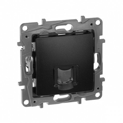 ETIKA розетка компьютерная RJ45, 6E UTP, скрытой установки, антрацит (672653)