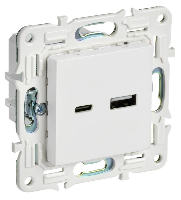 SKANDY Розетка USB A+C 18Вт SK-R13W скрытой установки арктический белый (SK-U22-018-K01)