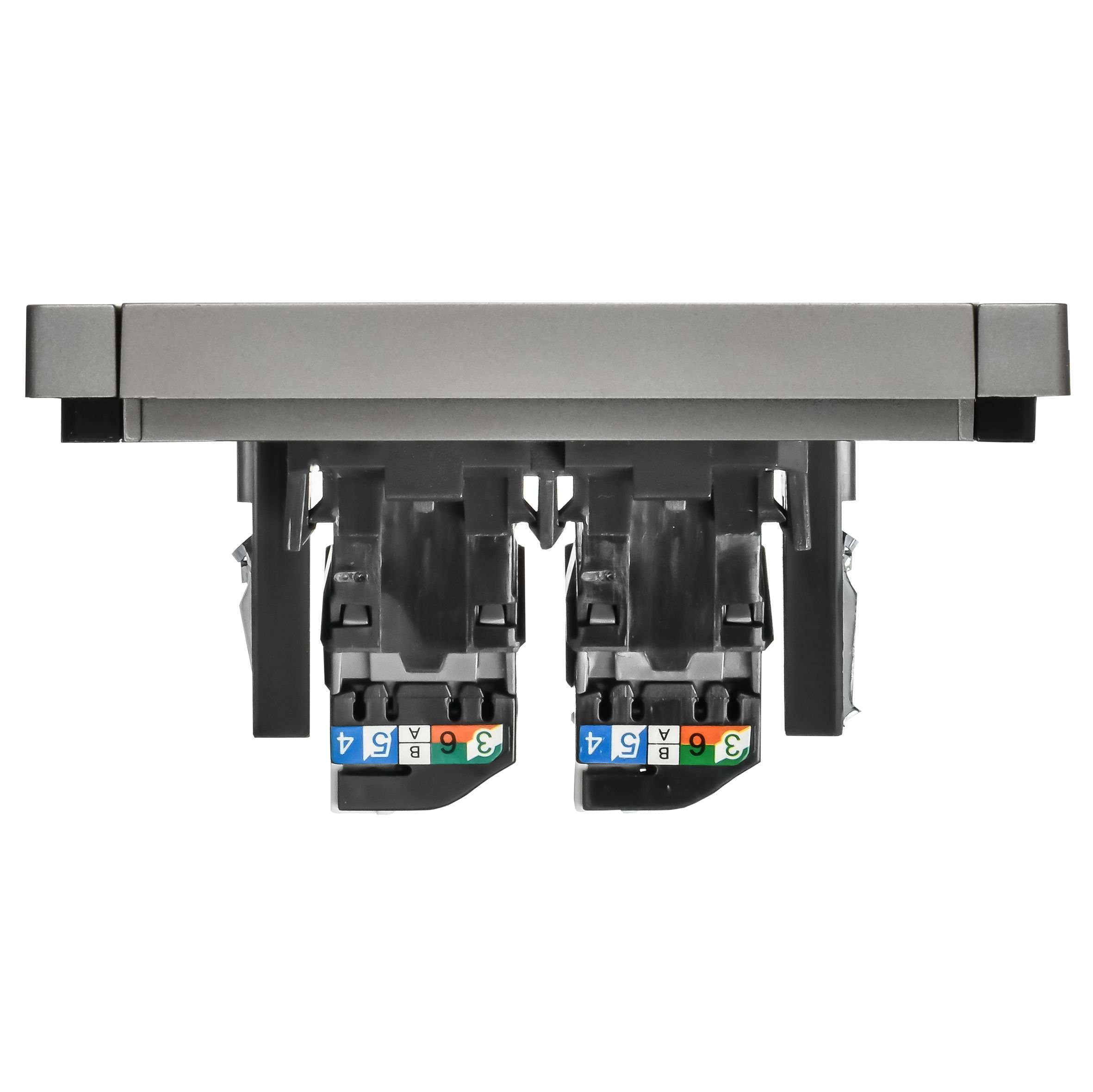 FORTE&PIANO Розетка компьютерная двойная RJ45 кат.5E FP533 скрытой установки сталь (FP-K20-1-K46)