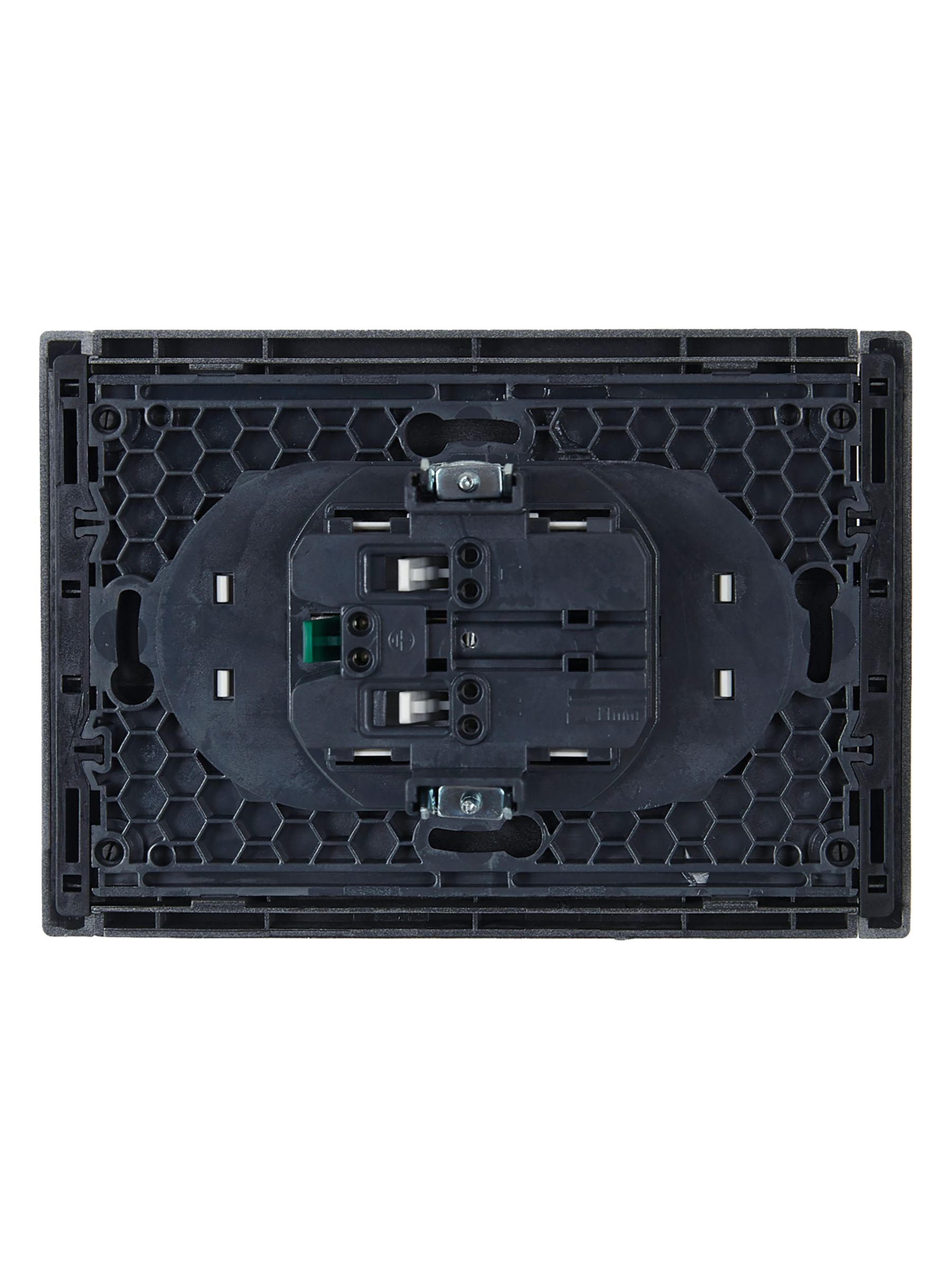 FORTE&PIANO Розетка 2-местная FP524 с заземлением без защитных шторок безвинтовое крепление скрытой установки 16А сталь (FP-R21-16-1-K46)