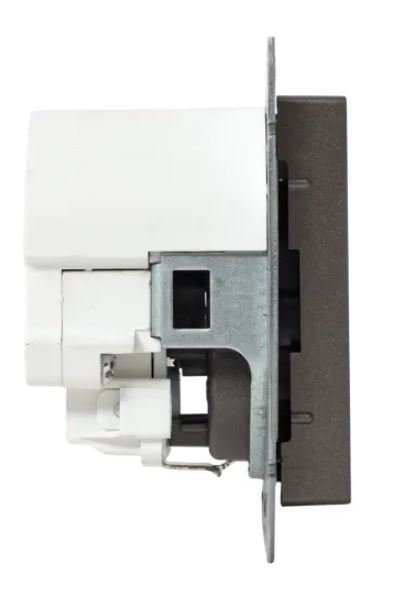 Механизм розетки с USB-C - 2 шт, 16А, с заземлением, со шторками, мокко Эпика (UP1-SOM-111-2USBC)