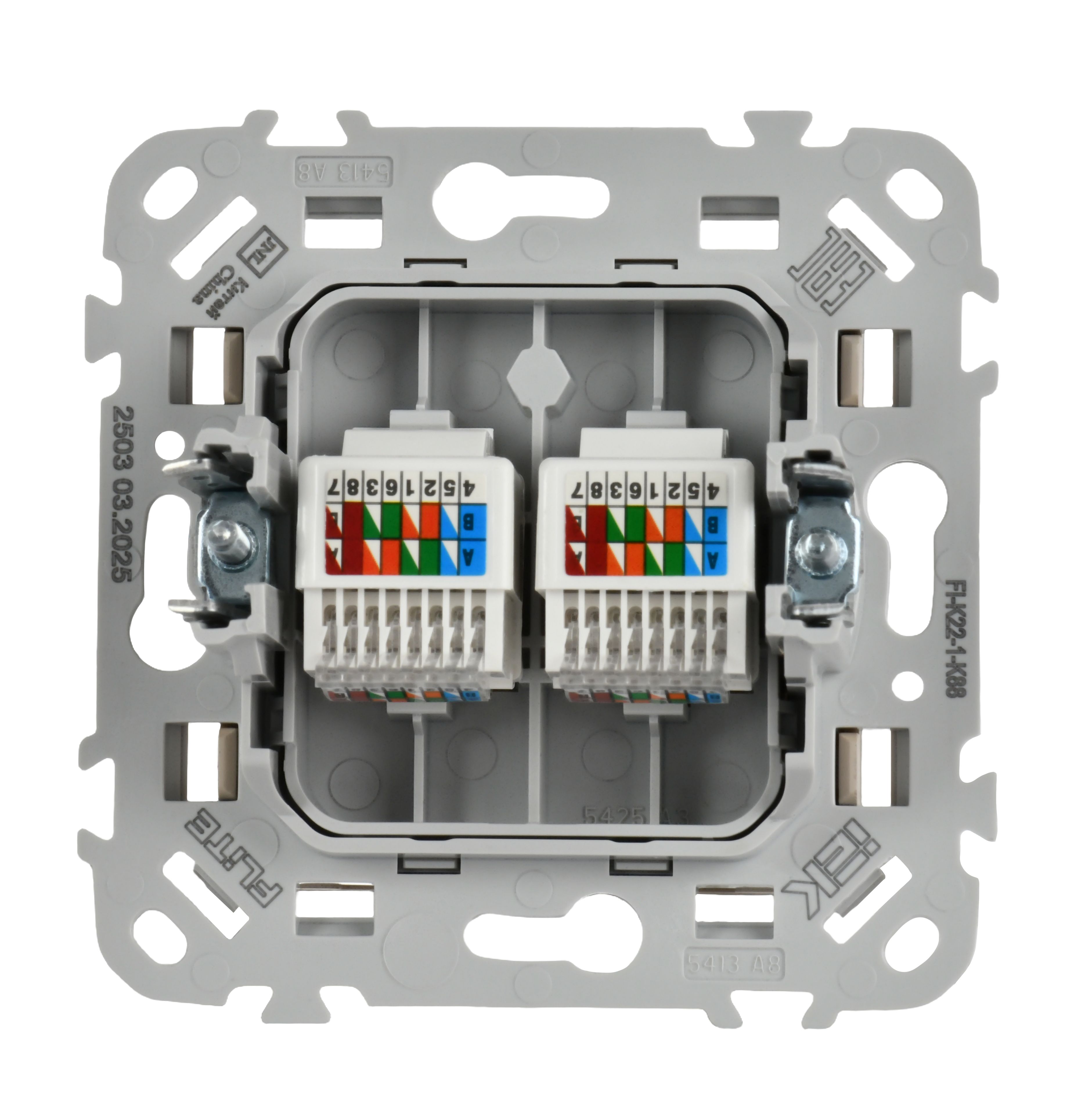 FLITE Розетка 2-местная компьютерная RJ45 кат 5Е UTP РК5е-2-0-ФлЛ скрытой установки льняной (FI-K22-1-K88)