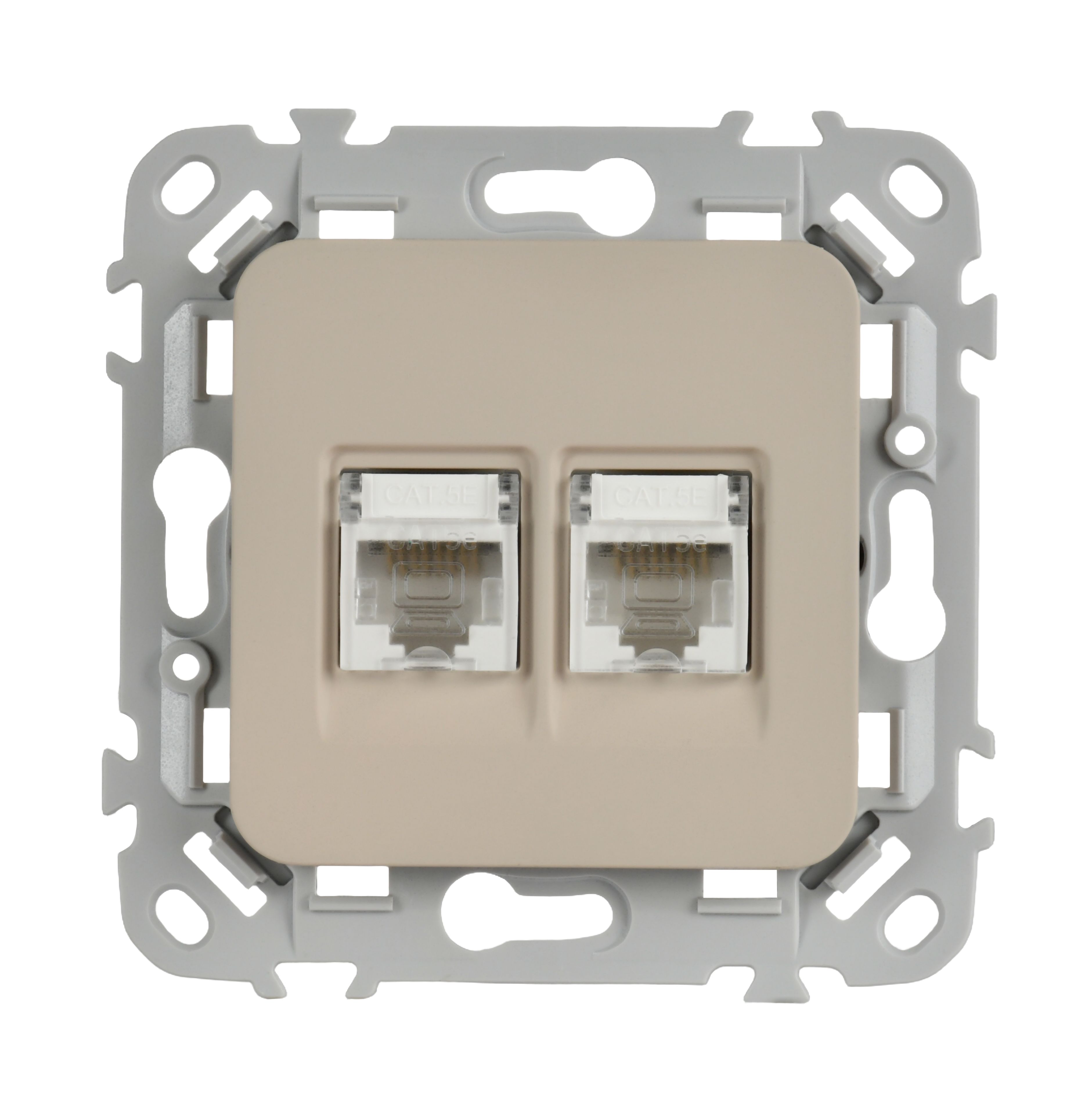 FLITE Розетка 2-местная компьютерная RJ45 кат 5Е UTP РК5е-2-0-ФлЛ скрытой установки льняной (FI-K22-1-K88)