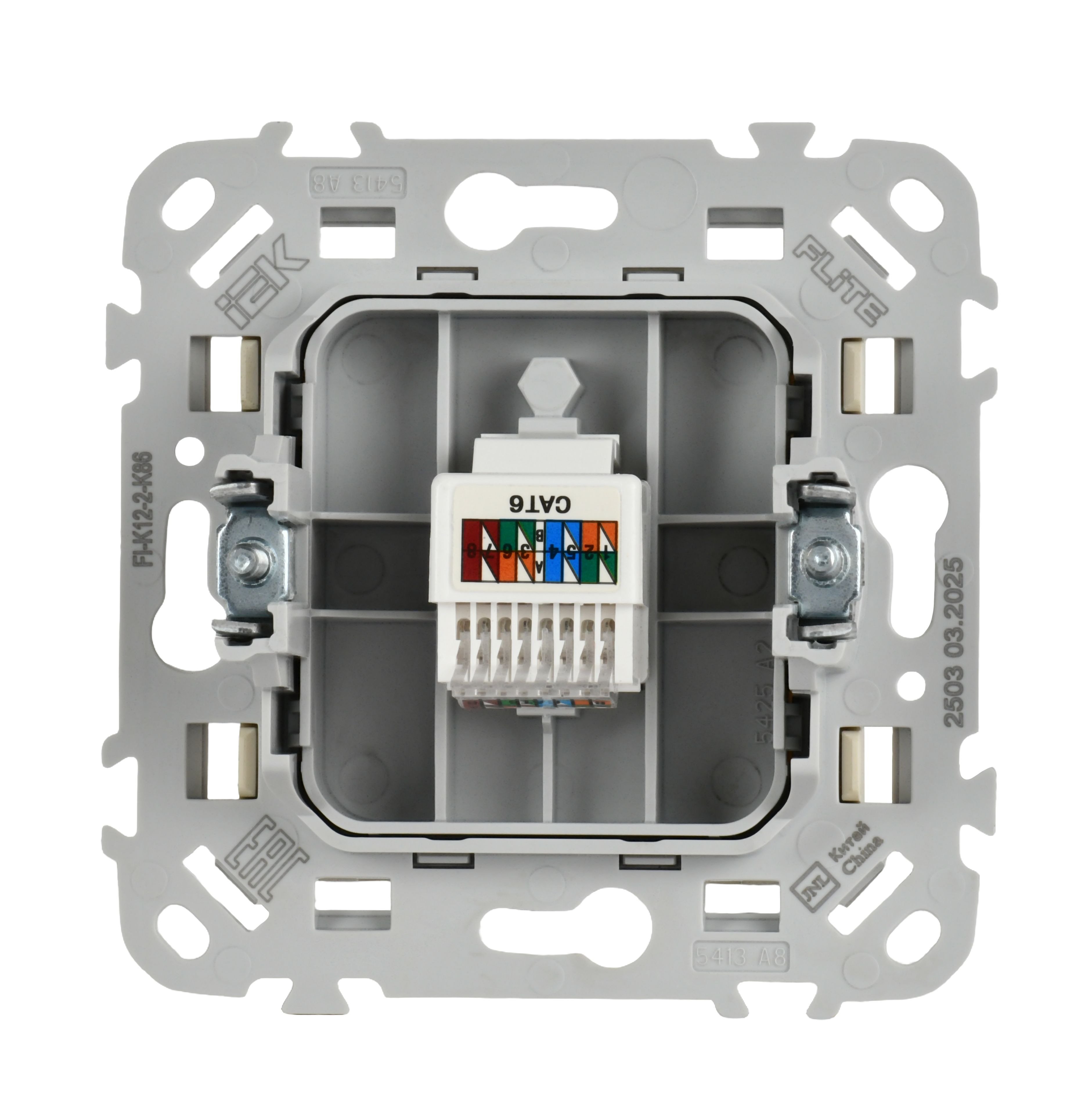 FLITE Розетка компьютерная RJ45 кат 6 UTP РК6-1-0-ФлСл скрытой установки сливочный (FI-K12-2-K86)