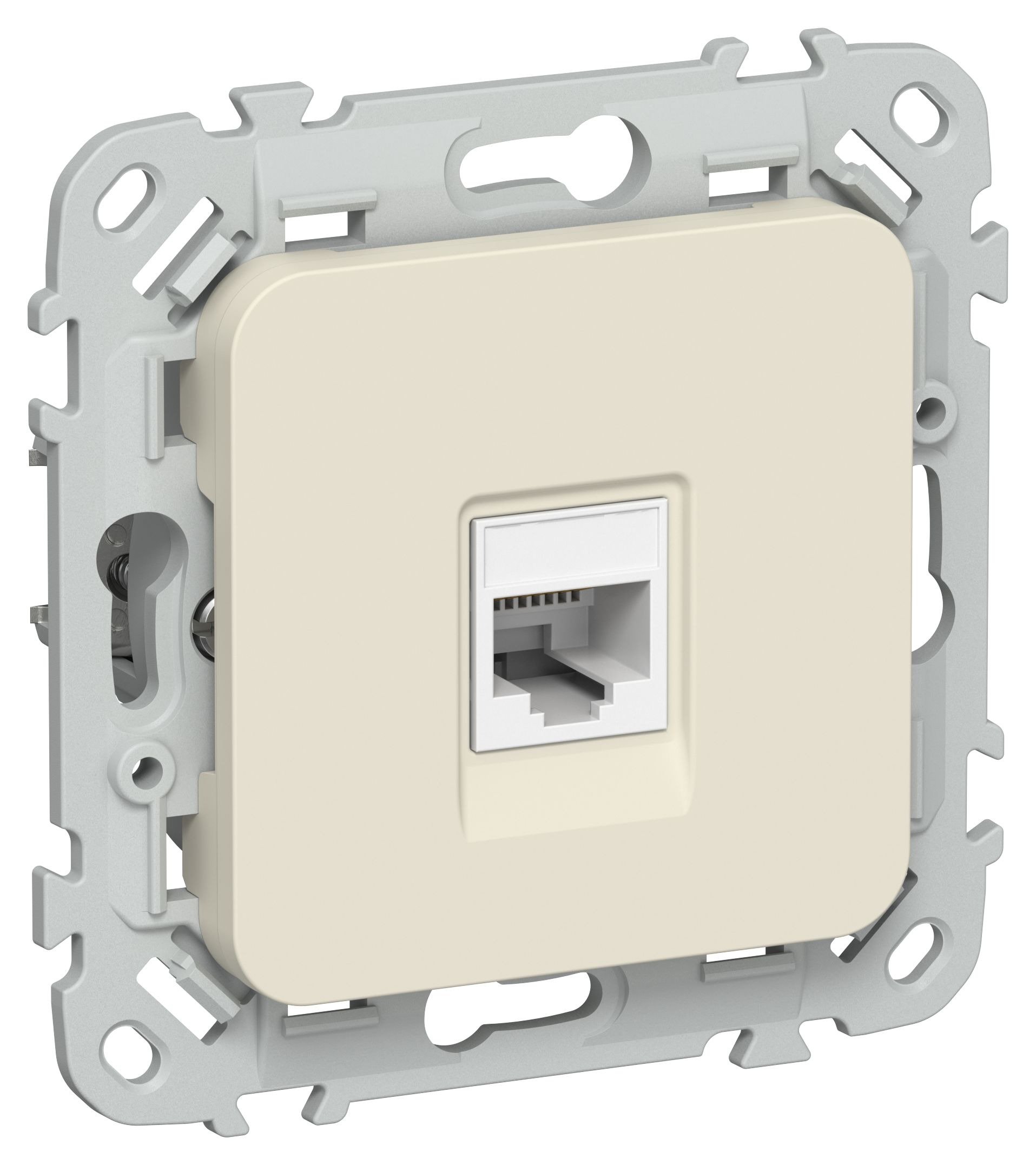 FLITE Розетка компьютерная RJ45 кат 5Е UTP РК5е-1-0-ФлСл скрытой установки сливочный (FI-K12-1-K86)