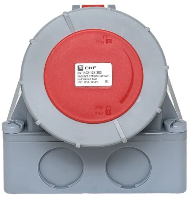 Розетка стационарная наружная 1442 3Р+РЕ 125А 380В IP67 PROxima (ps-1442-125-380)