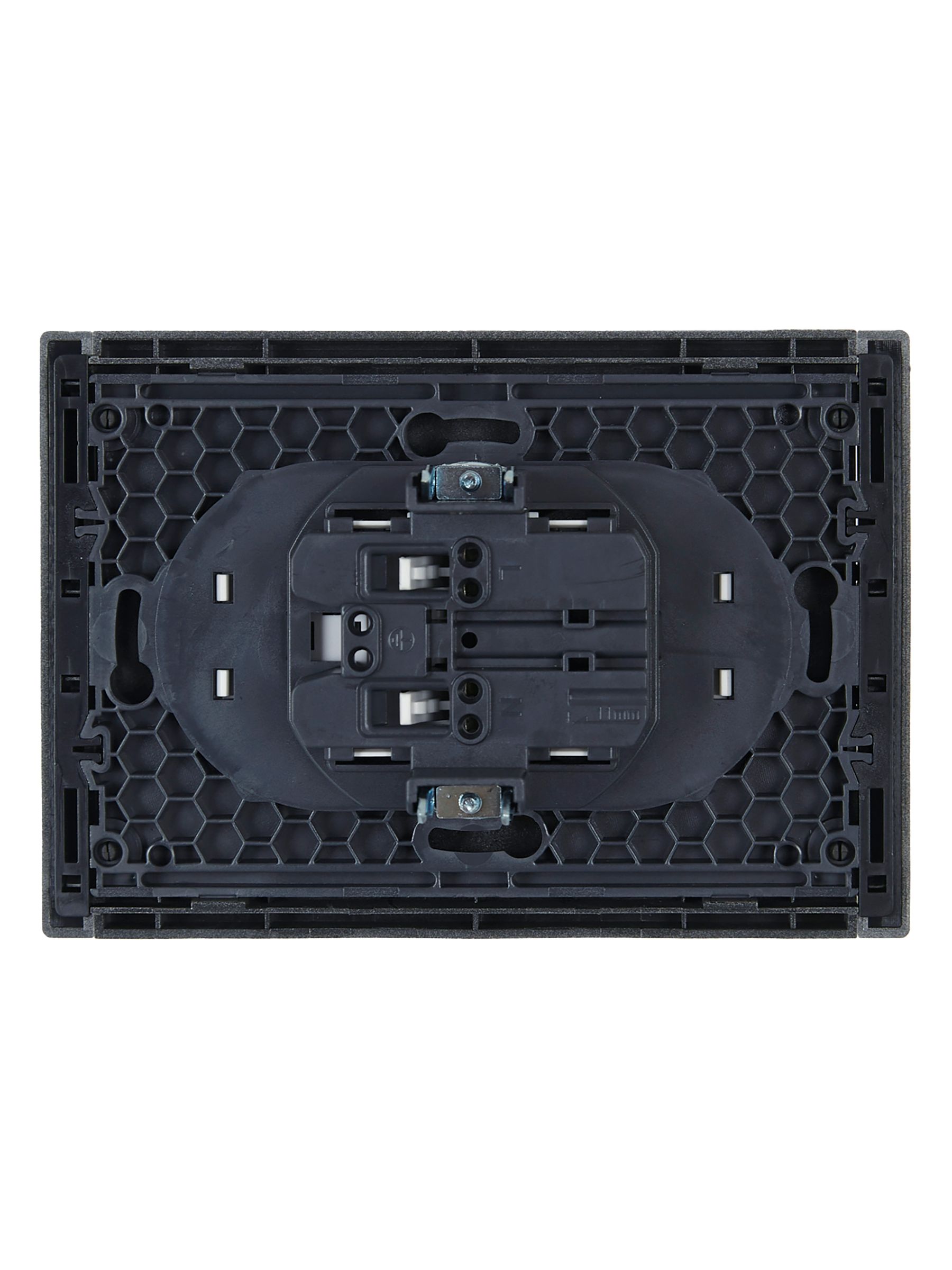 FORTE&PIANO Розетка 2-местная FP525 без заземления с защитными шторками безвинтовое крепление скрытой установки 10А сталь (FP-R23-10-1-K46)