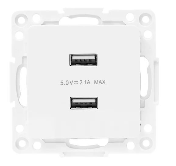 Стокгольм Механизм розетки USB 2-местной 2,1А винтовые клеммы белый (EYR16-028-10-2USB)