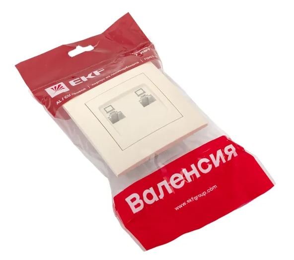 Валенсия Розетка компьютерная RJ-45 2-местная кремовая (EWK02-035-20)