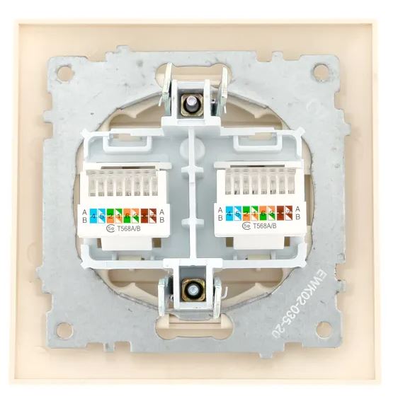 Валенсия Розетка компьютерная RJ-45 2-местная кремовая (EWK02-035-20)