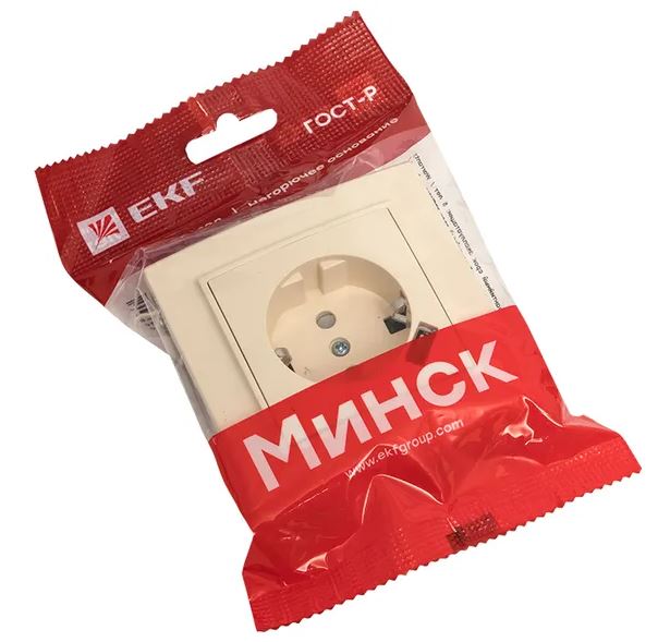 Минск Розетка 1-местная СП с/з 16А бежевая с защ. штор. с USB (ERR16-028-200-USB)