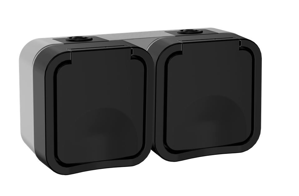 TORS Розетка 2-местная горизонтальная TS122 открытой установки 16А IP55 графит (TS-R26-16-55-G-K53)