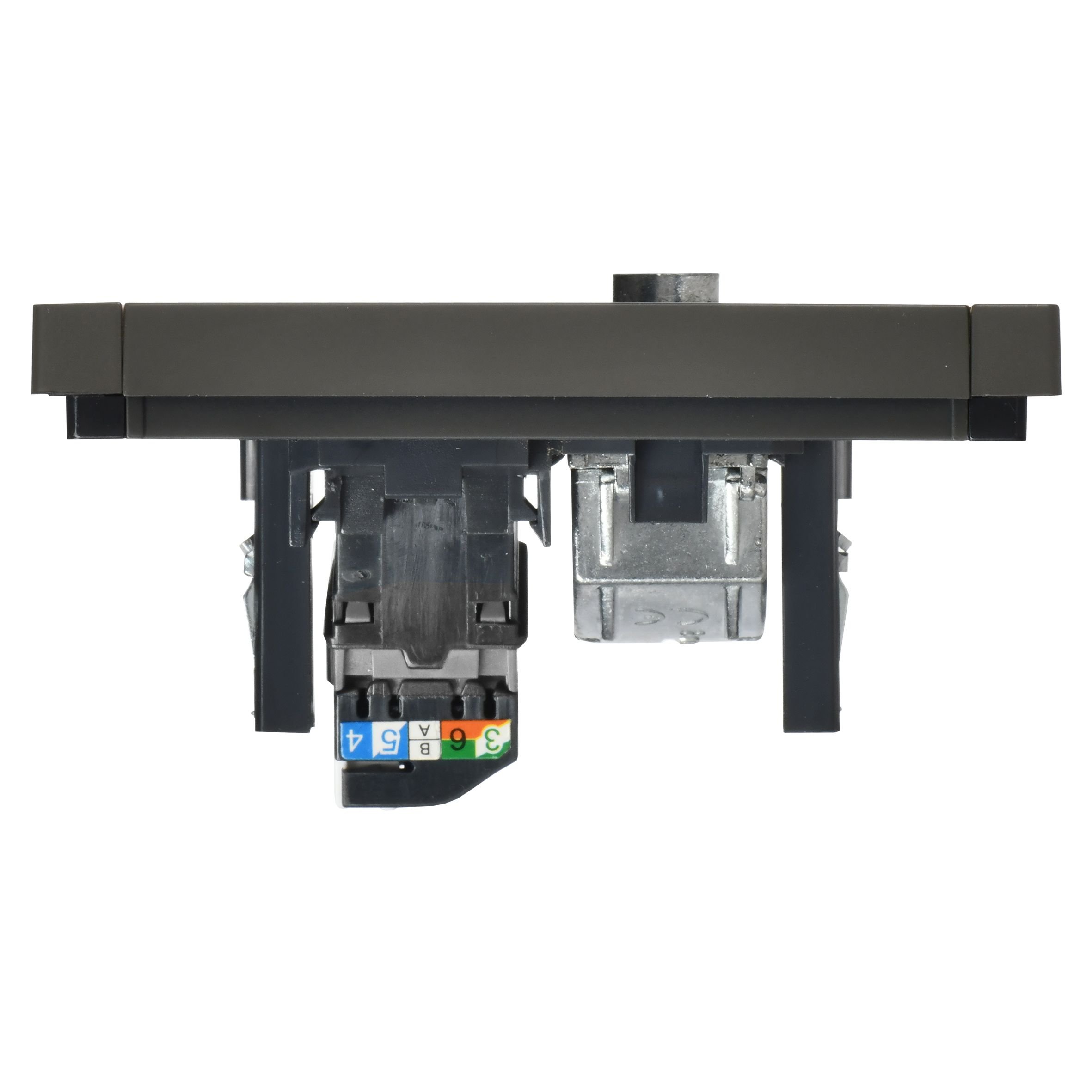 FORTE&PIANO Розетка двойная TV+RJ45 кат.5E FP336 скрытой установки серый (FP-AK20-1-K03)