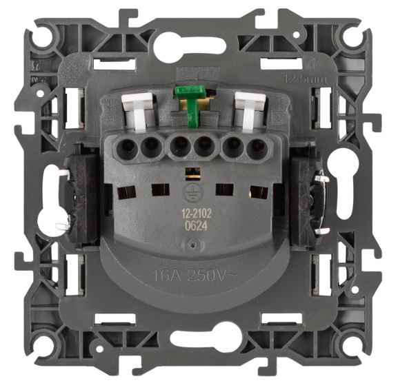 Розетка 12-2102-16 16А 250В 2P+E серия 12 титан Schuko (Б0065651)