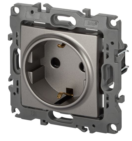 Розетка 12-2102-16 16А 250В 2P+E серия 12 титан Schuko (Б0065651)