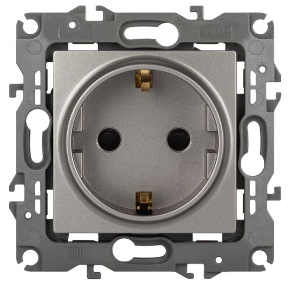 Розетка 12-2102-16 16А 250В 2P+E серия 12 титан Schuko (Б0065651)