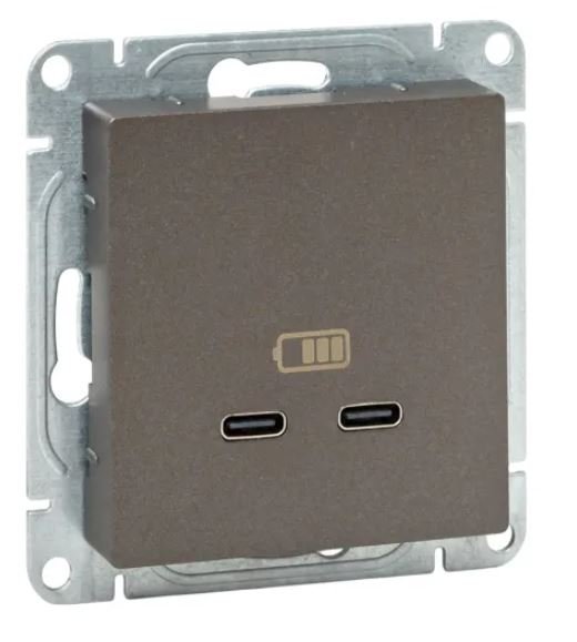 Механизм розетки USB-C - 2 шт, мокко Эпика (UP1-SOM-2USBC)