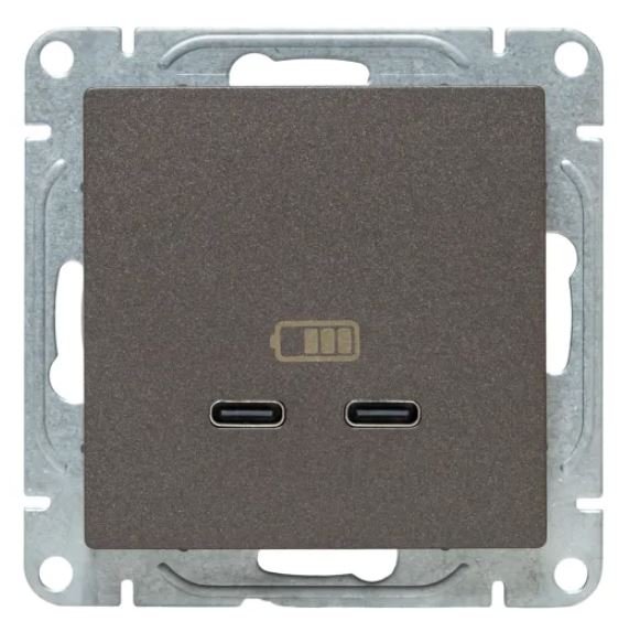 Механизм розетки USB-C - 2 шт, мокко Эпика (UP1-SOM-2USBC)