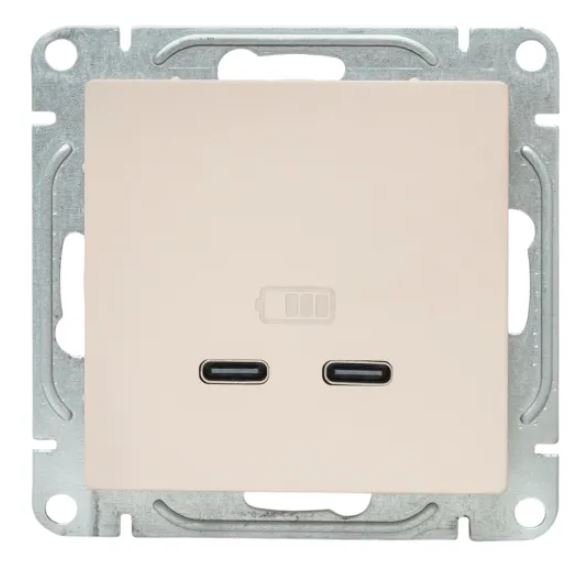Механизм розетки USB-C - 2 шт, кремовый Эпика (UP1-SOI-2USBC)