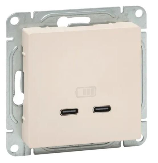 Механизм розетки USB-C - 2 шт, кремовый Эпика (UP1-SOI-2USBC)