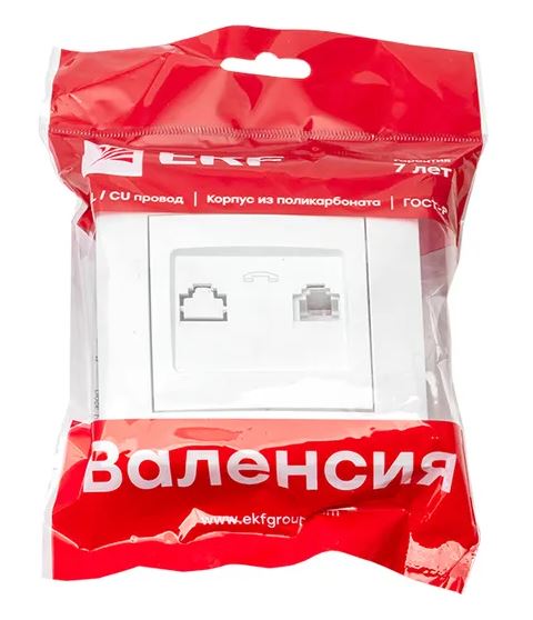 Валенсия Розетка телефонная RJ-11 1-местная кремовая (EWT01-034-20)