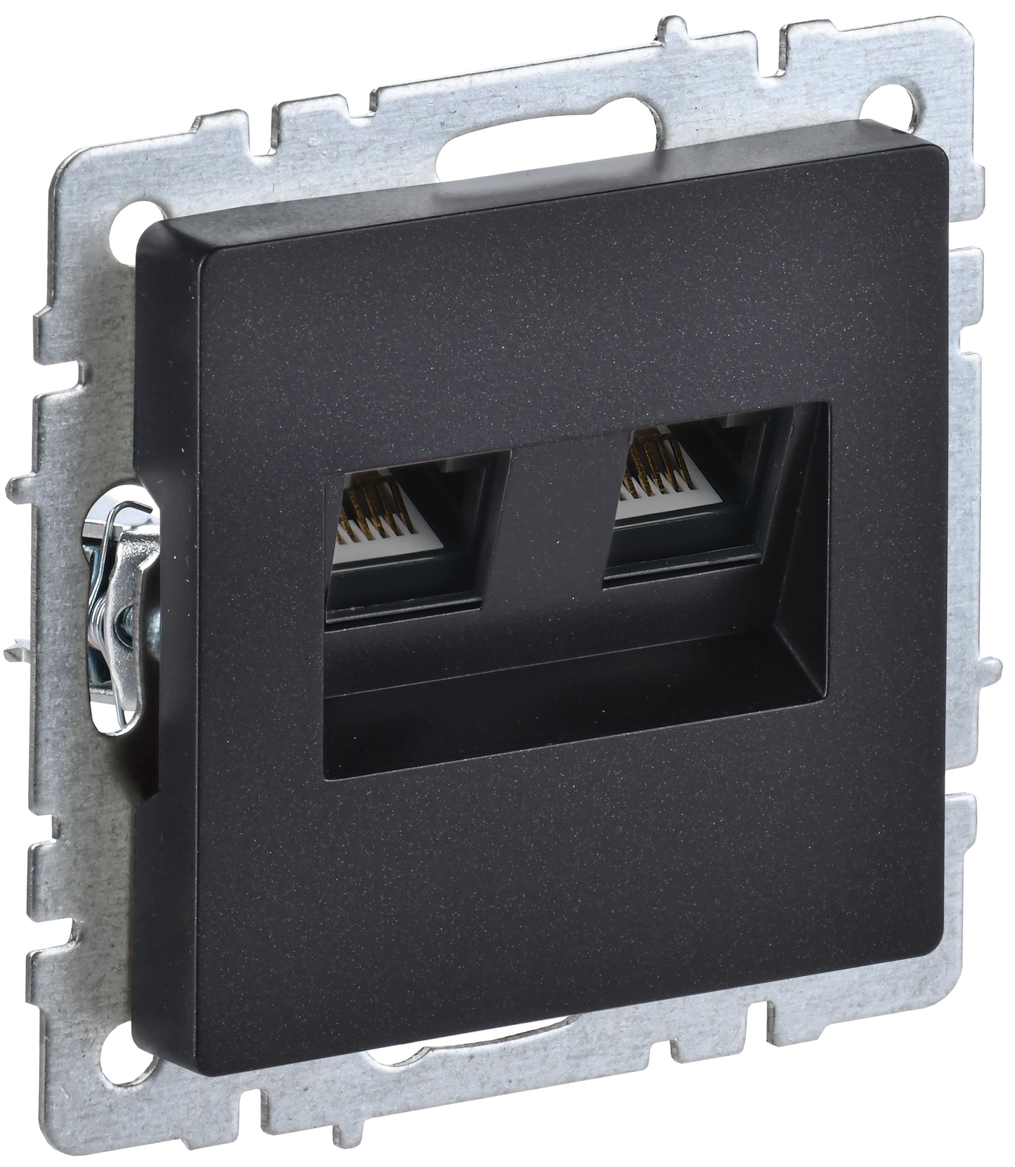 Розетка двойная RJ11+RJ45 BRITE кат.5E РК/Т12-БрЧ скрытой установки черный (BR-KT20-O-1-K02)