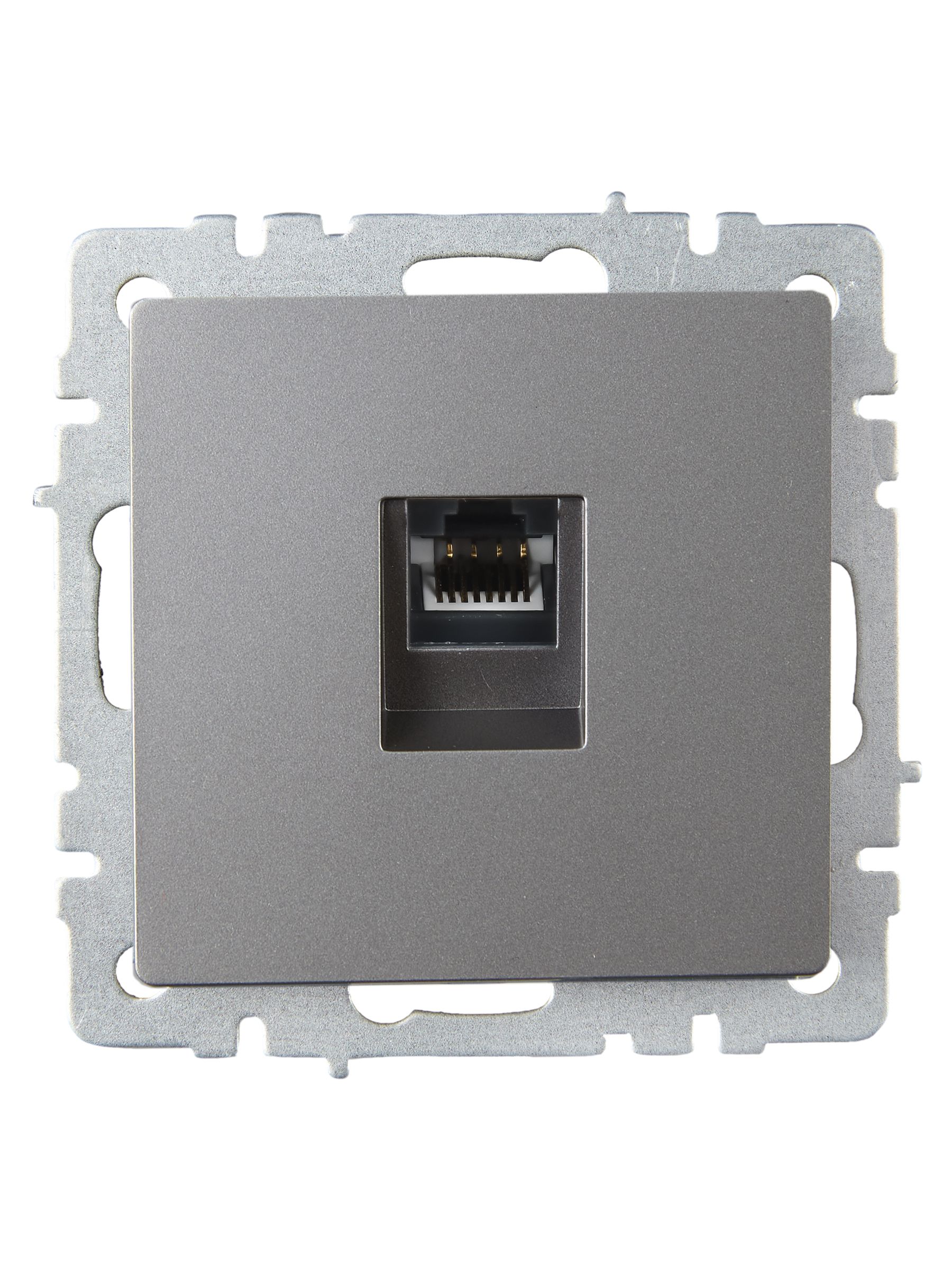Розетка компьютерная RJ45 BRITE кат.6 РК11-БрС скрытой установки сталь (BR-K10-2-K46)